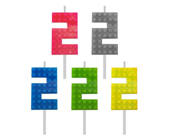 Świeczka urodzinowa Klocki, cyfra 2, wys. 5.5 cm