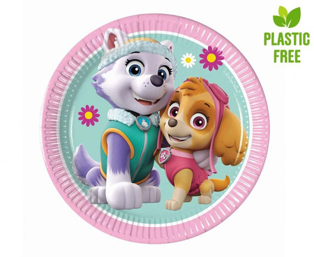 Talerzyki papierowe Paw Patrol Skye & Everest (Nickelodeon), 20cm, 8 szt. (plastic-free)
