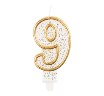 Świeczka B&C cyferka 9, złoty kontur