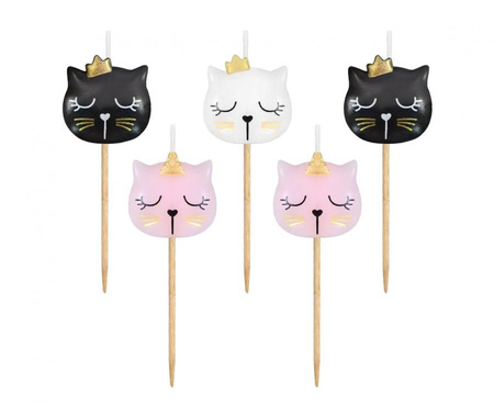 Świeczki pikery drewniane PB&C Kotek, 5 szt.