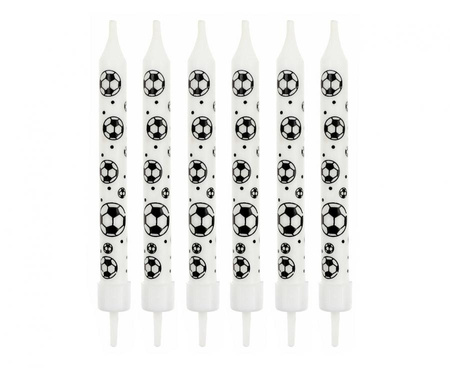 Świeczki urodzinowe 6/6, Piłki nożne (nadruk) , z podstawkami