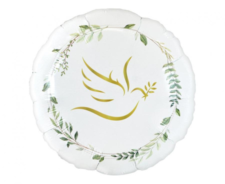 Balon foliowy Gołąbek z listkami, okrągły 18