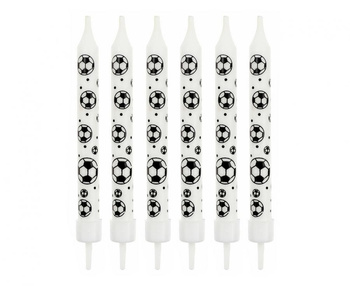 Świeczki urodzinowe 6/6, Piłki nożne (nadruk) , z podstawkami