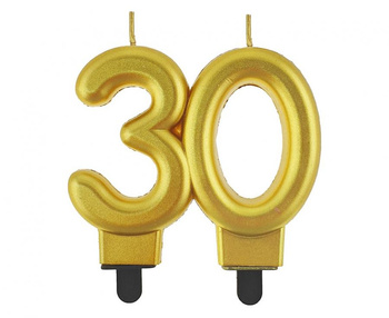 Świeczka B&C cyferka 30, metalik złota, 8.0 cm