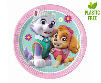 Talerzyki papierowe Paw Patrol Skye & Everest (Nickelodeon), 20cm, 8 szt. (plastic-free)